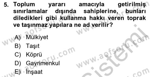 İnşaat ve Gayrimenkul Muhasebesi Dersi 2018 - 2019 Yılı Yaz Okulu Sınav Soruları 5. Soru