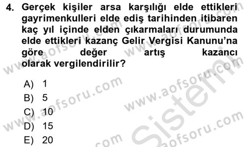 İnşaat ve Gayrimenkul Muhasebesi Dersi 2023 - 2024 Yılı (Final) Dönem Sonu Sınav Soruları 4. Soru