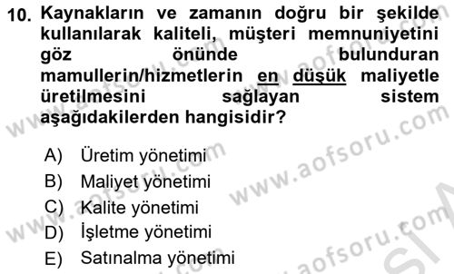 İnşaat ve Gayrimenkul Muhasebesi Dersi 2023 - 2024 Yılı Yaz Okulu Sınav Soruları 10. Soru