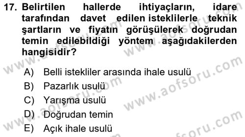 İnşaat ve Gayrimenkul Muhasebesi Dersi 2023 - 2024 Yılı Yaz Okulu Sınav Soruları 17. Soru