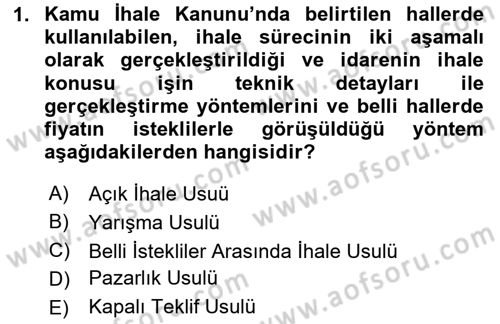 İnşaat ve Gayrimenkul Muhasebesi Dersi 2024 - 2025 Yılı (Vize) Ara Sınav Soruları 1. Soru