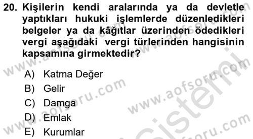 İnşaat ve Gayrimenkul Muhasebesi Dersi 2024 - 2025 Yılı (Vize) Ara Sınav Soruları 20. Soru