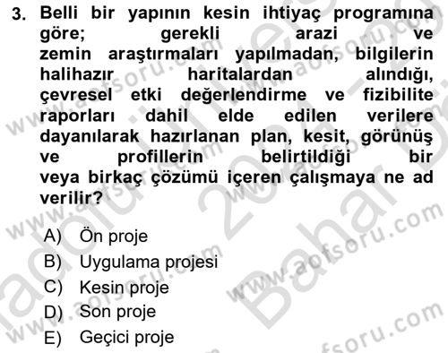 İnşaat ve Gayrimenkul Muhasebesi Dersi 2024 - 2025 Yılı (Vize) Ara Sınav Soruları 3. Soru