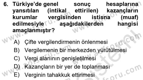 İnşaat ve Gayrimenkul Muhasebesi Dersi 2024 - 2025 Yılı Yaz Okulu Sınav Soruları 6. Soru