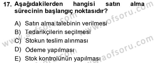 Muhasebede Bilgi Yönetimi Dersi 2013 - 2014 Yılı (Vize) Ara Sınav Soruları 17. Soru