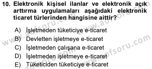 Muhasebede Bilgi Yönetimi Dersi 2016 - 2017 Yılı (Vize) Ara Sınavı 10. Soru