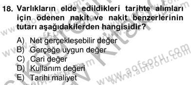 Konaklama İşletmelerinde Muhasebe Uygulamaları Dersi 2012 - 2013 Yılı (Vize) Ara Sınav Soruları 18. Soru