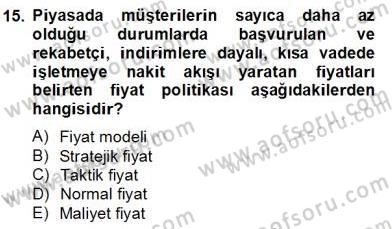 Konaklama İşletmelerinde Muhasebe Uygulamaları Dersi 2012 - 2013 Yılı (Final) Dönem Sonu Sınav Soruları 15. Soru