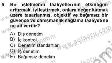 Konaklama İşletmelerinde Muhasebe Uygulamaları Dersi 2012 - 2013 Yılı (Final) Dönem Sonu Sınav Soruları 5. Soru