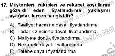 Konaklama İşletmelerinde Muhasebe Uygulamaları Dersi 2013 - 2014 Yılı (Final) Dönem Sonu Sınavı 17. Soru