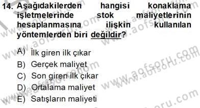 Konaklama İşletmelerinde Muhasebe Uygulamaları Dersi 2014 - 2015 Yılı (Vize) Ara Sınav Soruları 14. Soru