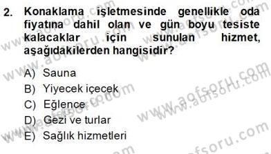 Konaklama İşletmelerinde Muhasebe Uygulamaları Dersi 2014 - 2015 Yılı (Vize) Ara Sınav Soruları 2. Soru