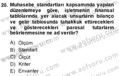 Konaklama İşletmelerinde Muhasebe Uygulamaları Dersi 2014 - 2015 Yılı (Vize) Ara Sınav Soruları 20. Soru