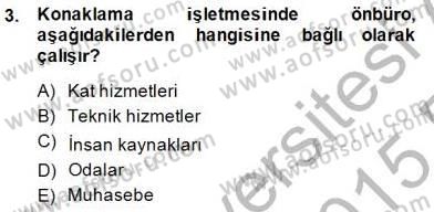 Konaklama İşletmelerinde Muhasebe Uygulamaları Dersi 2014 - 2015 Yılı (Vize) Ara Sınav Soruları 3. Soru