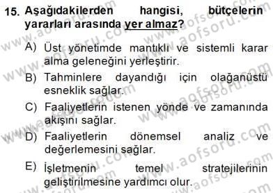 Konaklama İşletmelerinde Muhasebe Uygulamaları Dersi 2014 - 2015 Yılı (Final) Dönem Sonu Sınav Soruları 15. Soru