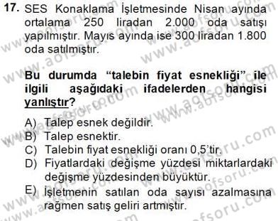 Konaklama İşletmelerinde Muhasebe Uygulamaları Dersi 2014 - 2015 Yılı (Final) Dönem Sonu Sınav Soruları 17. Soru