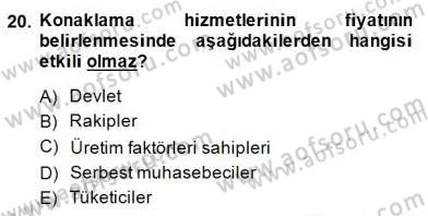Konaklama İşletmelerinde Muhasebe Uygulamaları Dersi 2014 - 2015 Yılı (Final) Dönem Sonu Sınav Soruları 20. Soru