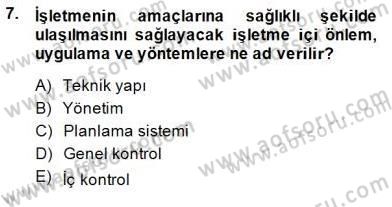 Konaklama İşletmelerinde Muhasebe Uygulamaları Dersi 2014 - 2015 Yılı (Final) Dönem Sonu Sınav Soruları 7. Soru