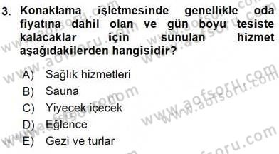 Konaklama İşletmelerinde Muhasebe Uygulamaları Dersi 2015 - 2016 Yılı (Vize) Ara Sınavı 3. Soru