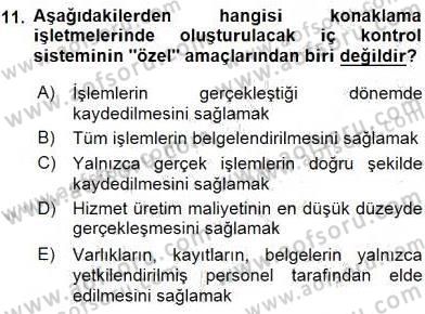 Konaklama İşletmelerinde Muhasebe Uygulamaları Dersi 2015 - 2016 Yılı (Final) Dönem Sonu Sınav Soruları 11. Soru