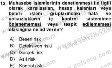 Konaklama İşletmelerinde Muhasebe Uygulamaları Dersi 2015 - 2016 Yılı (Final) Dönem Sonu Sınav Soruları 12. Soru