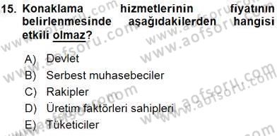 Konaklama İşletmelerinde Muhasebe Uygulamaları Dersi 2015 - 2016 Yılı (Final) Dönem Sonu Sınav Soruları 15. Soru