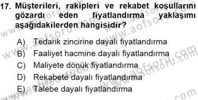 Konaklama İşletmelerinde Muhasebe Uygulamaları Dersi 2015 - 2016 Yılı (Final) Dönem Sonu Sınav Soruları 17. Soru