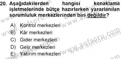 Konaklama İşletmelerinde Muhasebe Uygulamaları Dersi 2015 - 2016 Yılı (Final) Dönem Sonu Sınav Soruları 20. Soru