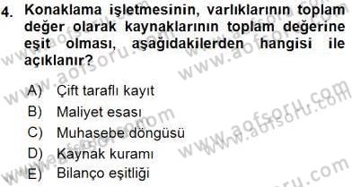 Konaklama İşletmelerinde Muhasebe Uygulamaları Dersi 2015 - 2016 Yılı (Final) Dönem Sonu Sınav Soruları 4. Soru
