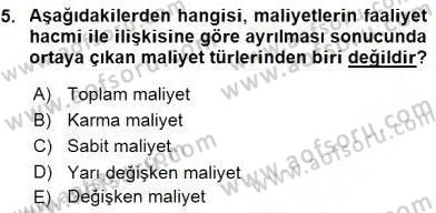 Konaklama İşletmelerinde Muhasebe Uygulamaları Dersi 2015 - 2016 Yılı (Final) Dönem Sonu Sınav Soruları 5. Soru