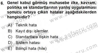 Konaklama İşletmelerinde Muhasebe Uygulamaları Dersi 2015 - 2016 Yılı (Final) Dönem Sonu Sınav Soruları 6. Soru