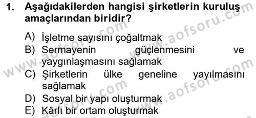Şirketler Muhasebesi Dersi 2012 - 2013 Yılı (Vize) Ara Sınav Soruları 1. Soru