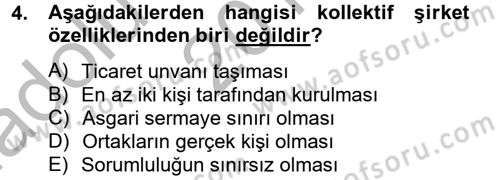 Şirketler Muhasebesi Dersi 2012 - 2013 Yılı (Vize) Ara Sınav Soruları 4. Soru