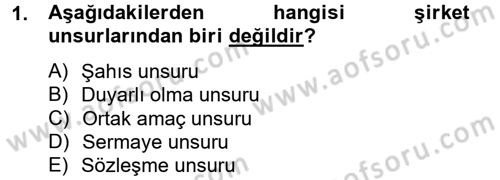 Şirketler Muhasebesi Dersi 2012 - 2013 Yılı (Final) Dönem Sonu Sınav Soruları 1. Soru