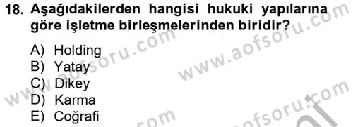 Şirketler Muhasebesi Dersi 2012 - 2013 Yılı (Final) Dönem Sonu Sınav Soruları 18. Soru