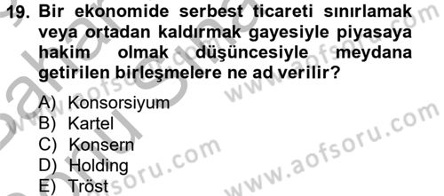 Şirketler Muhasebesi Dersi 2012 - 2013 Yılı (Final) Dönem Sonu Sınav Soruları 19. Soru