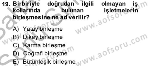 Şirketler Muhasebesi Dersi 2013 - 2014 Yılı (Final) Dönem Sonu Sınav Soruları 19. Soru
