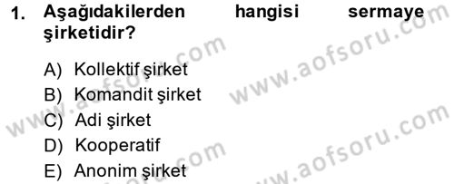 Şirketler Muhasebesi Dersi 2014 - 2015 Yılı (Vize) Ara Sınav Soruları 1. Soru
