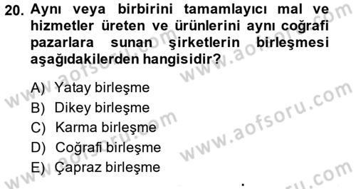 Şirketler Muhasebesi Dersi 2014 - 2015 Yılı (Final) Dönem Sonu Sınav Soruları 20. Soru