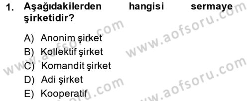 Şirketler Muhasebesi Dersi 2014 - 2015 Yılı Tek Ders Sınav Soruları 1. Soru