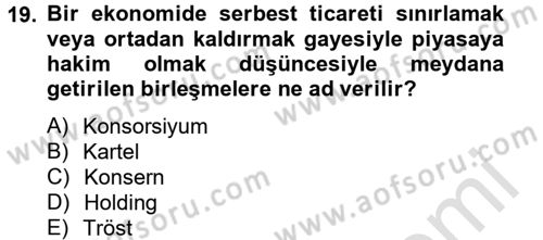 Şirketler Muhasebesi Dersi 2014 - 2015 Yılı Tek Ders Sınav Soruları 19. Soru