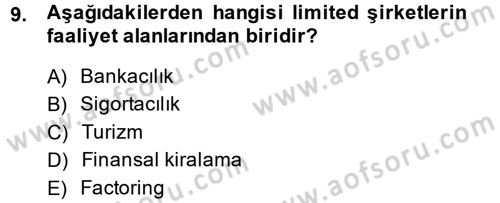 Şirketler Muhasebesi Dersi 2014 - 2015 Yılı Tek Ders Sınav Soruları 9. Soru