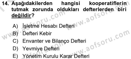 Şirketler Muhasebesi Dersi 2015 - 2016 Yılı (Final) Dönem Sonu Sınav Soruları 14. Soru