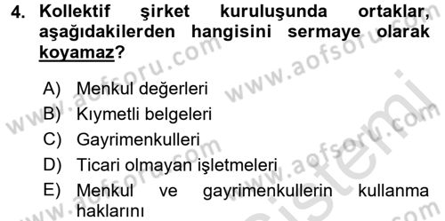 Şirketler Muhasebesi Dersi 2015 - 2016 Yılı (Final) Dönem Sonu Sınav Soruları 4. Soru