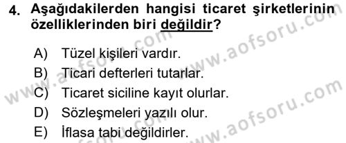 Şirketler Muhasebesi Dersi 2015 - 2016 Yılı Tek Ders Sınav Soruları 4. Soru