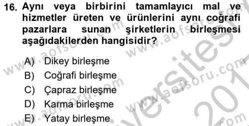 Şirketler Muhasebesi Dersi 2016 - 2017 Yılı 3 Ders Sınav Soruları 16. Soru