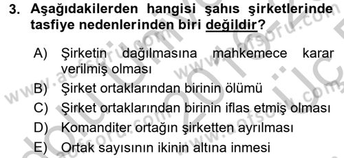 Şirketler Muhasebesi Dersi 2016 - 2017 Yılı 3 Ders Sınav Soruları 3. Soru