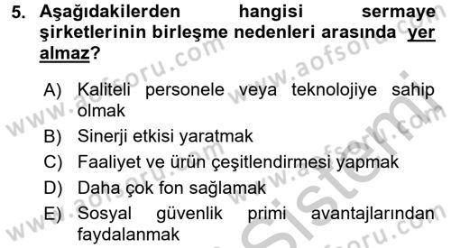 Şirketler Muhasebesi Dersi 2016 - 2017 Yılı 3 Ders Sınav Soruları 5. Soru