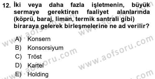 Şirketler Muhasebesi Dersi 2016 - 2017 Yılı (Final) Dönem Sonu Sınav Soruları 12. Soru