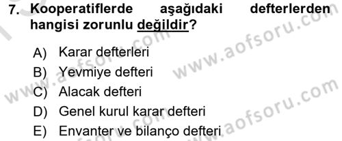 Şirketler Muhasebesi Dersi 2016 - 2017 Yılı (Final) Dönem Sonu Sınav Soruları 7. Soru